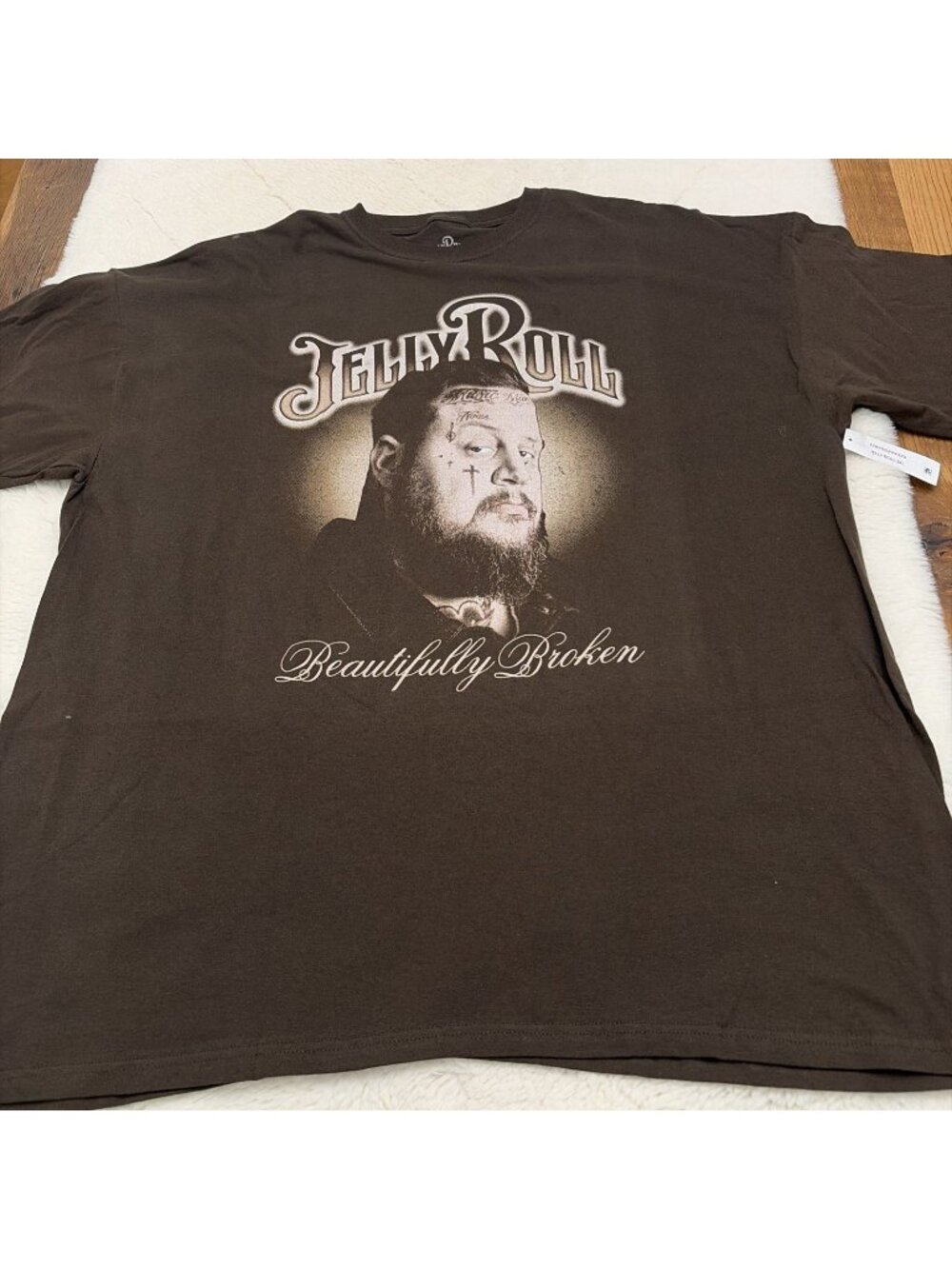Men’s NWT Jelly Roll Beautifully Broken Tee 3XL Cotton Brown Country Music